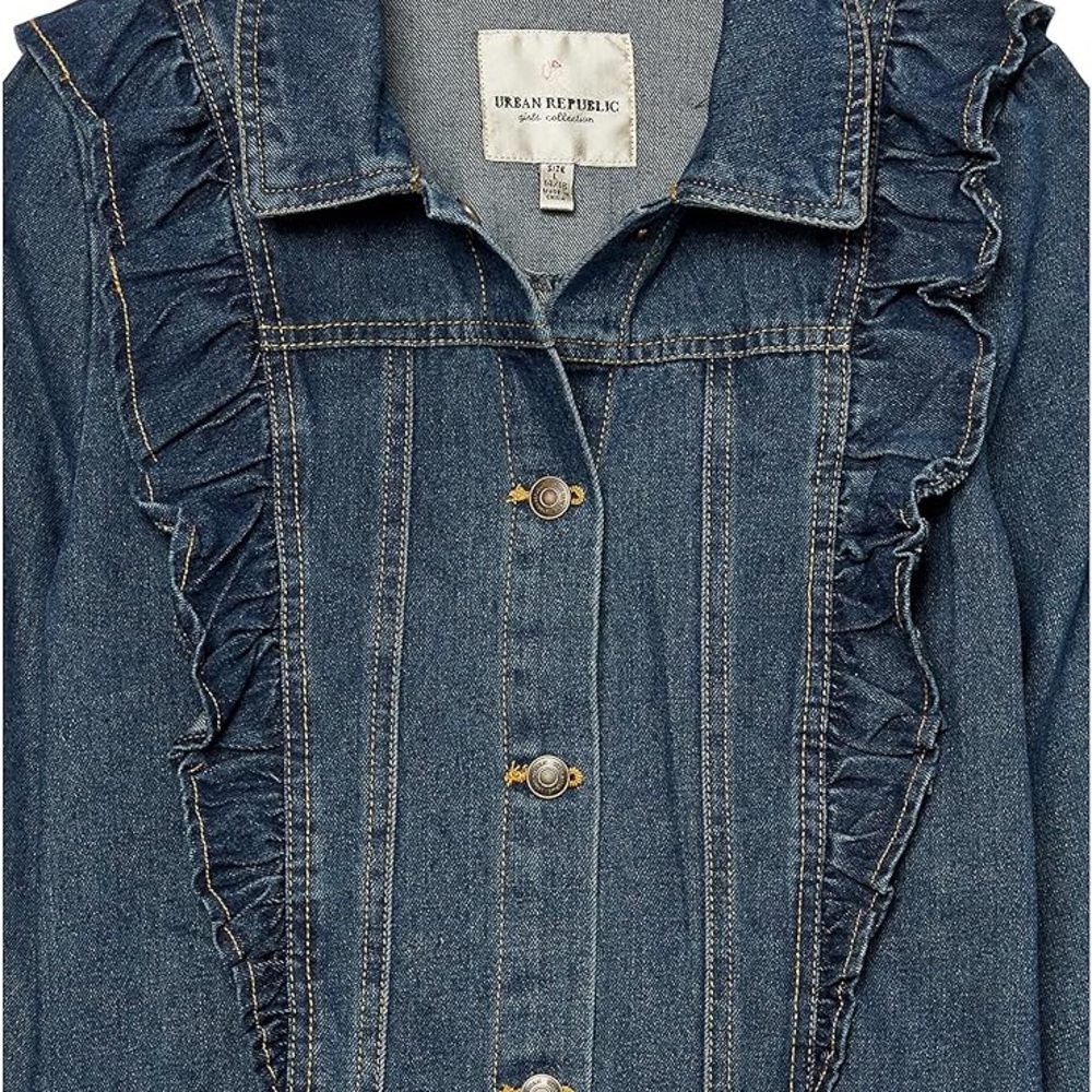 Denim Ruffle Kids Jacket - Picture 2 of 6